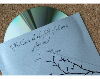 CD Sleeve Wedding Favor Winter Branch Silhouette Design - CD Sleeve - Winter Branch Silhouette - Wedding Favors - Winter Wedding Favor - CD