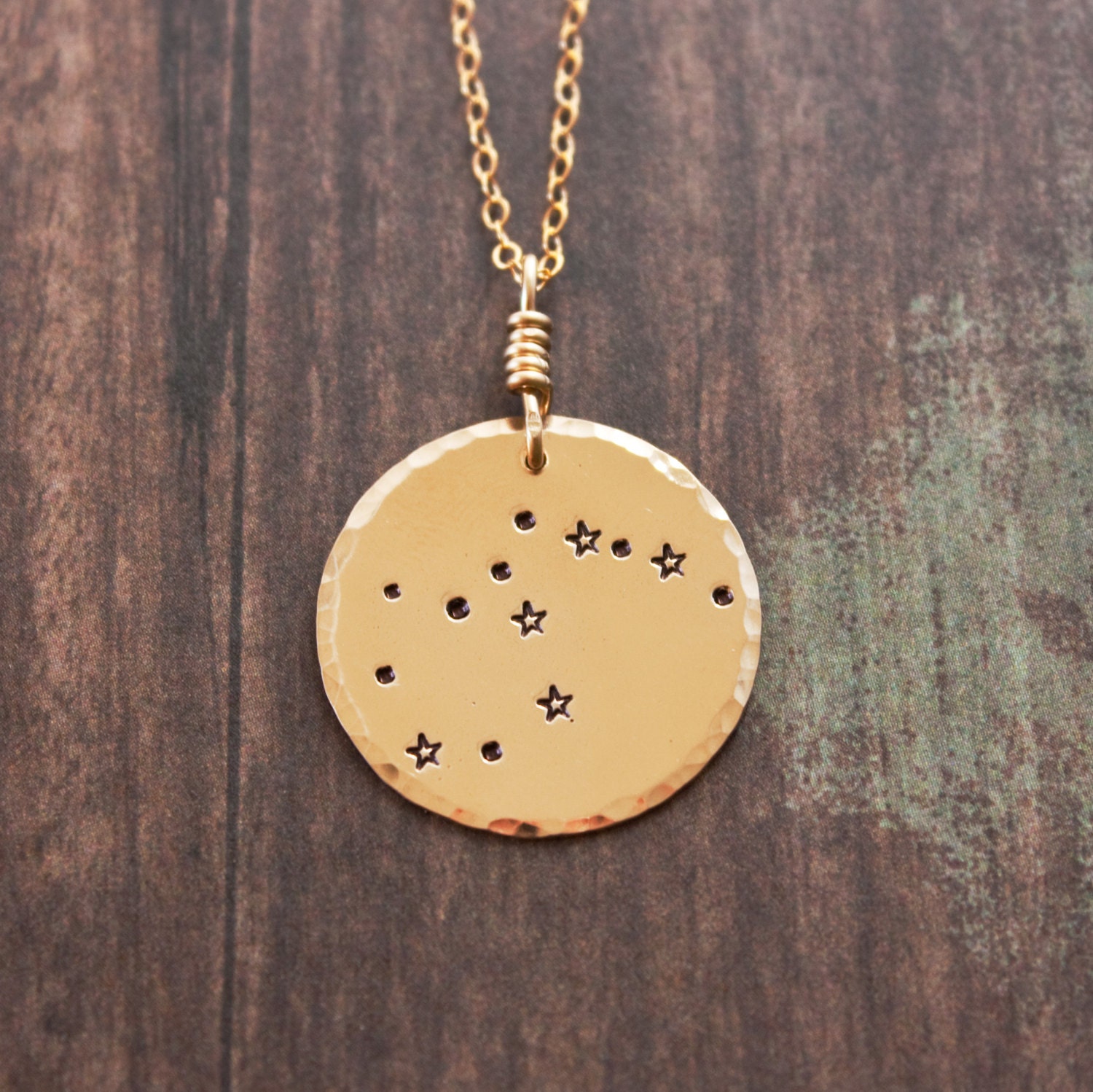 Gold Aquarius constellation necklace. Zodiac jewelry. by ZennedOut