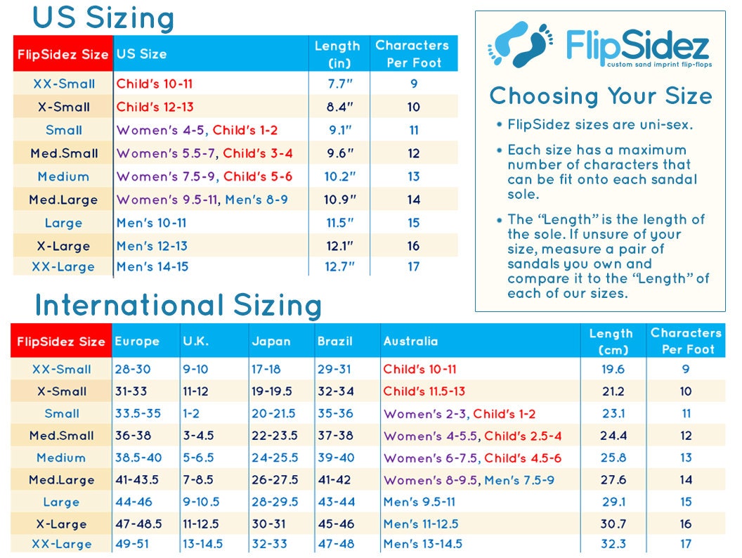 dont worry be happy flip flops check size chart see 3rd us to eu size