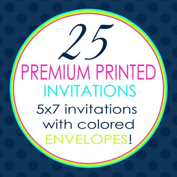 25 Printed Invitation with FREE Colored Envelopes Il_570xn