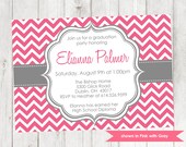 Graduation Party Invitation - Printable Graduation Themed Chevron Invite - Colors and Text Customizable Il_170x135