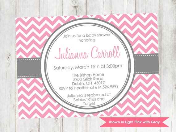Baby Shower Invitation - Printable Shower Themed Chevron Invite - Colors and Text Customizable Il_570xn