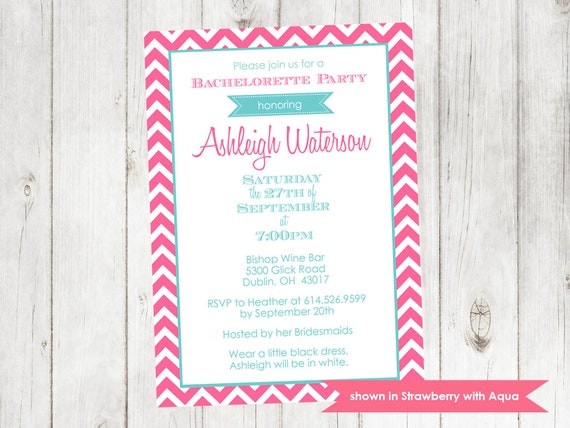 Bachelorette Party Invite - Printable Bachelorette Themed Chevron Invitation - Colors and Text Customizable Il_570xn