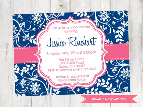 Bridal Shower Invitation - Printable Shower Themed Floral Invite - Colors and Text Customizable Il_570xn