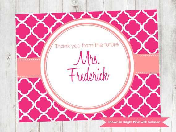 Lingerie Shower Thank You - Printable Shower Themed Quatrefoil Thank You Note - Colors and Text Customizable Il_570xn