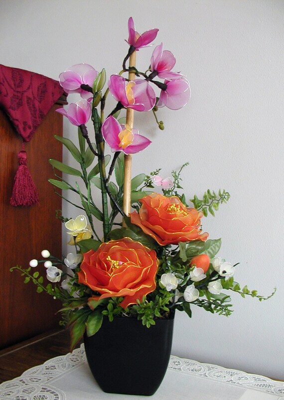 Handmade Nylon Flower Arrangement by LiYunFlora on Etsy