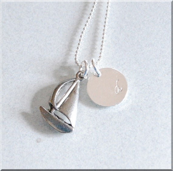 Items similar to Personalized Sail Boat Necklace, Boat Necklace