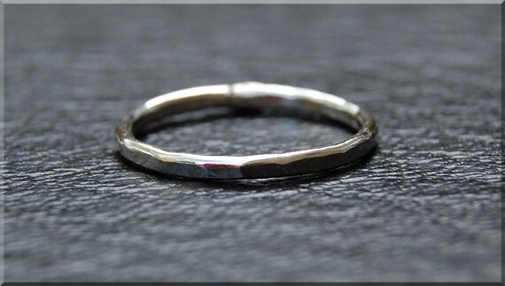 Hammered Sterling Silver Ring Simple Stacking by thewrappedpixie