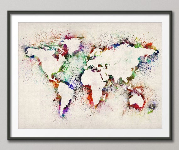 map of the world map abstract painting art print 778