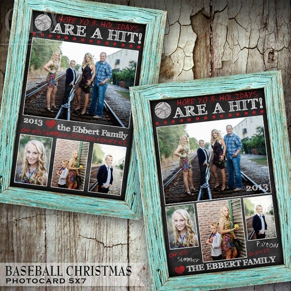 Baseball Themed Chalkboard Christmas Card by OddLotPaperie on Etsy