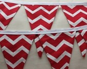 fabric bunting banner LONG RED and WHITE patriotic chevron garland, party pennant flag - 20 feet Il_170x135