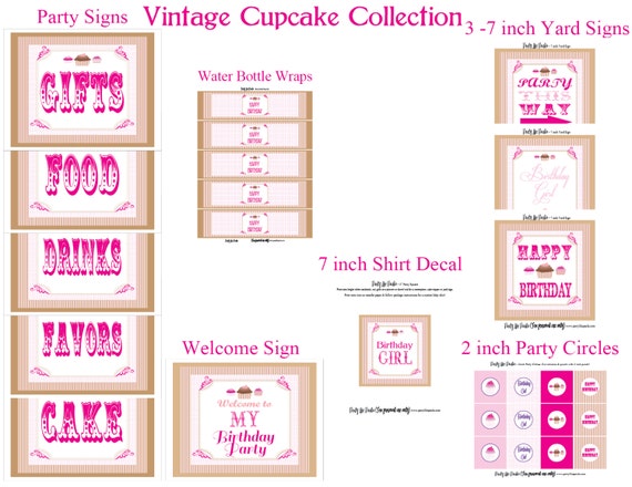 INSTANT DOWNLOAD Printable Vintage Cupcake Package...by Party Like Paula Il_570xn