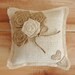 8" x 8" Off-White Burlap Ring Bearer Pillow w/ Jute Twine and Rosettes-Personalize w/ Initials + Date- Rustic/Country/Shabby Chic/Wedding