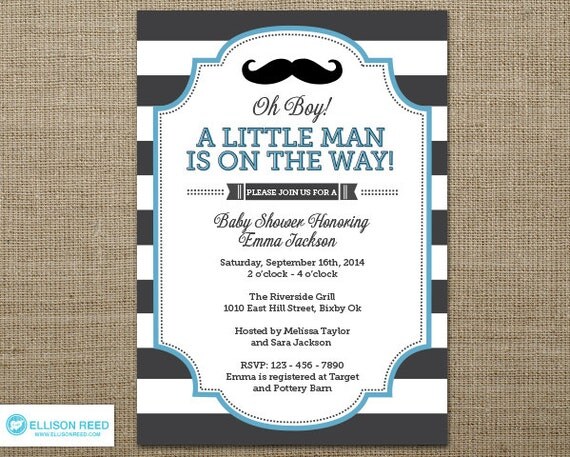 Little Man Invitation - Mustache Invitation - Little Man Baby Shower invitation - Mustache Baby Shower Invitation - Mustache Printable - Boy Il_570xn