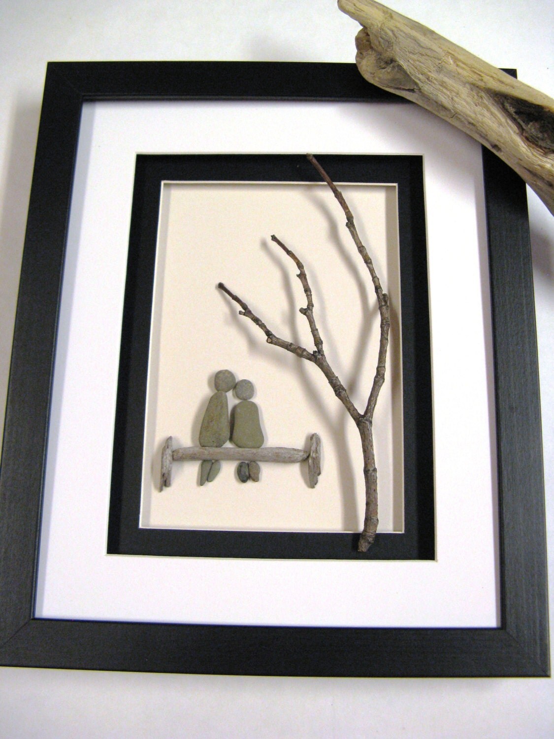 Framed beach stone couple Stone Art Wedding Anniversary