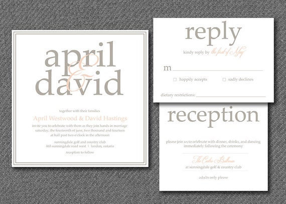 Items similar to DIY printable formal wedding invitations ...