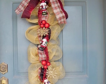 Nutcracker Door Swag - Gold Mesh - Ribbons - Customize Your Own