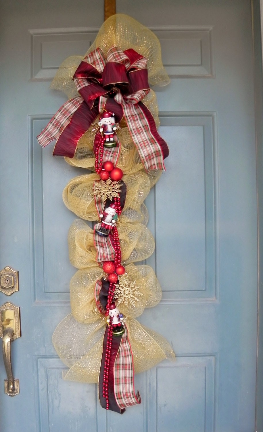 Nutcracker Door Swag - Gold Mesh - Ribbons - Customize Your Own