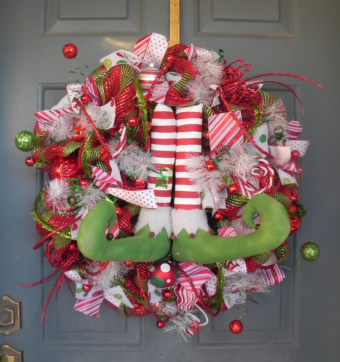 Christmas Wreath - Christmas Mesh Wreath - Elf Wreath - ETSY Original!