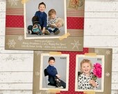 Custom Photo Christmas Card - 5x7 printable download - Holiday Cheer - Kraft Paper, Snowflakes, North Pole Stamp - 2 sided, 3 Photo Design Il_170x135