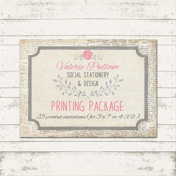 5X7 Professionally Press Printed Invitations - Printed on Cardstock - Quantity 25 - with envelopes Il_570xn