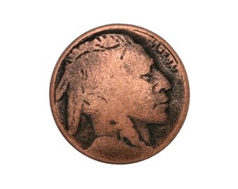 100 Tiny Indian Head 7/16 inch ( 11 mm ) Metal Buttons Copper Color