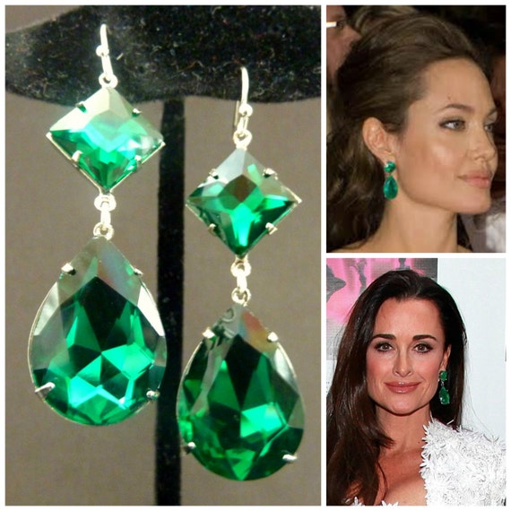 Emerald Earrings Angelina Jolie Kyle Richards LARGE Emerald