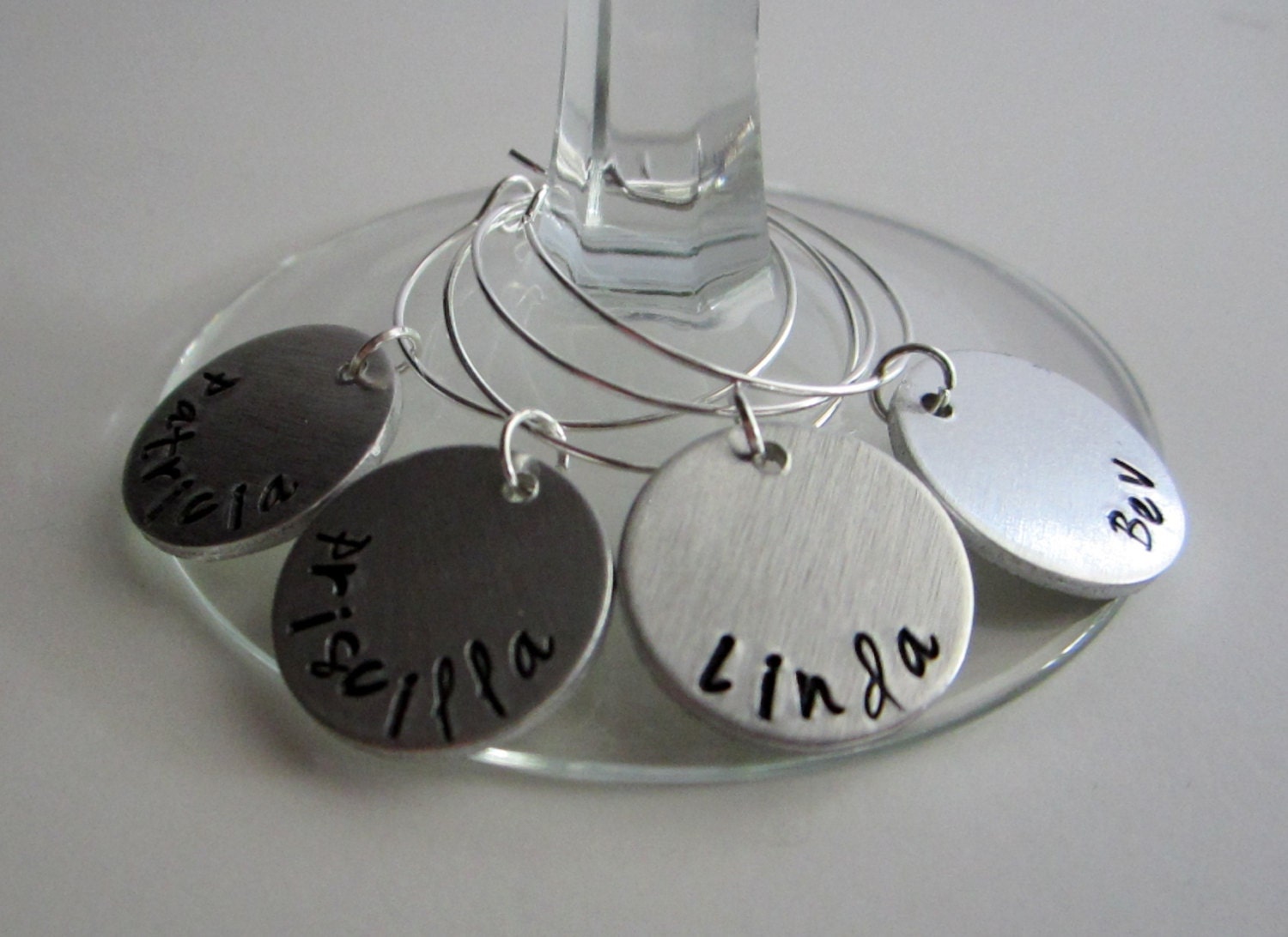 Personalized Wine Charms Custom Hand Stamped Wine Charms