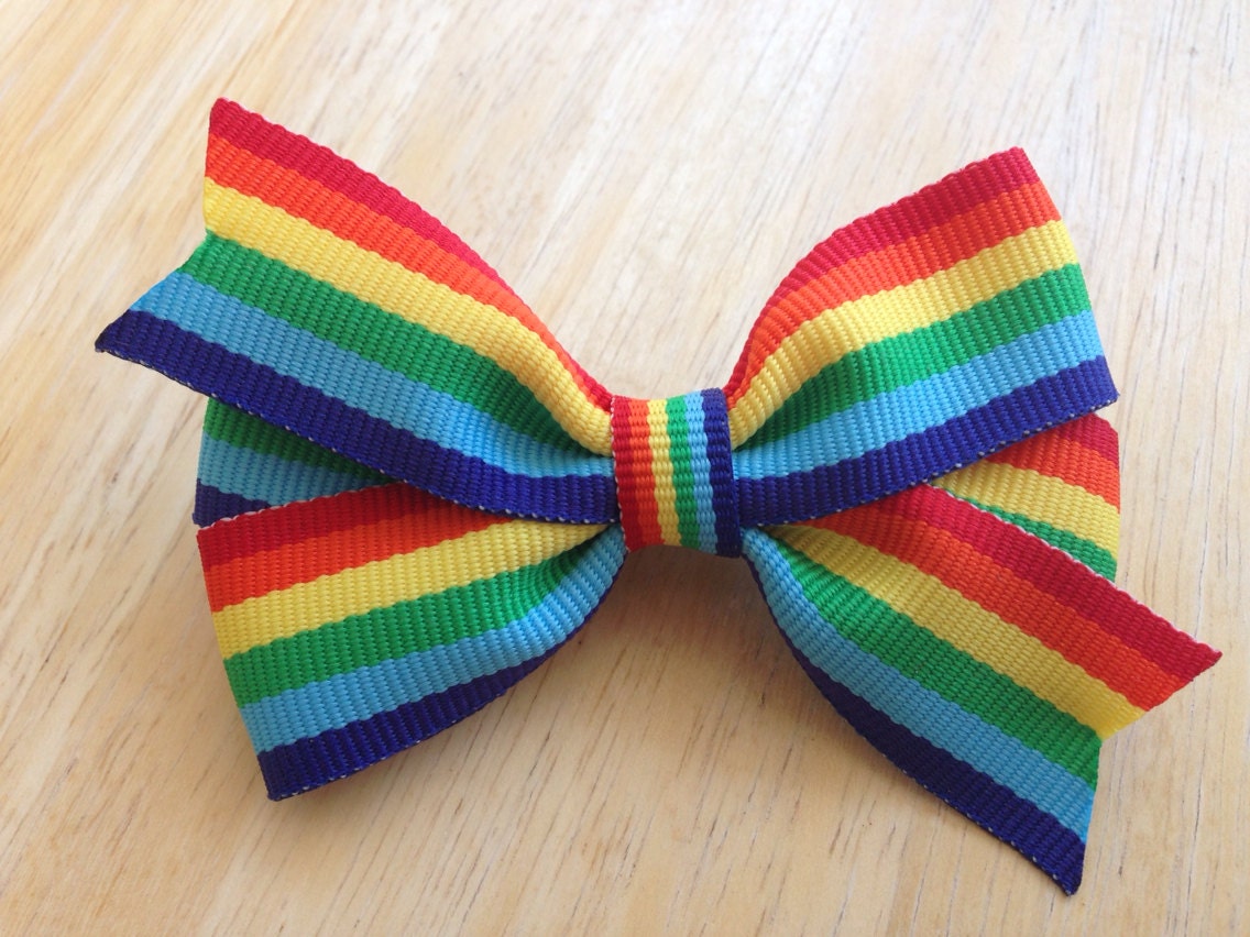  Rainbow  striped hair  bow  rainbow  bow  rainbow  boutique bow 