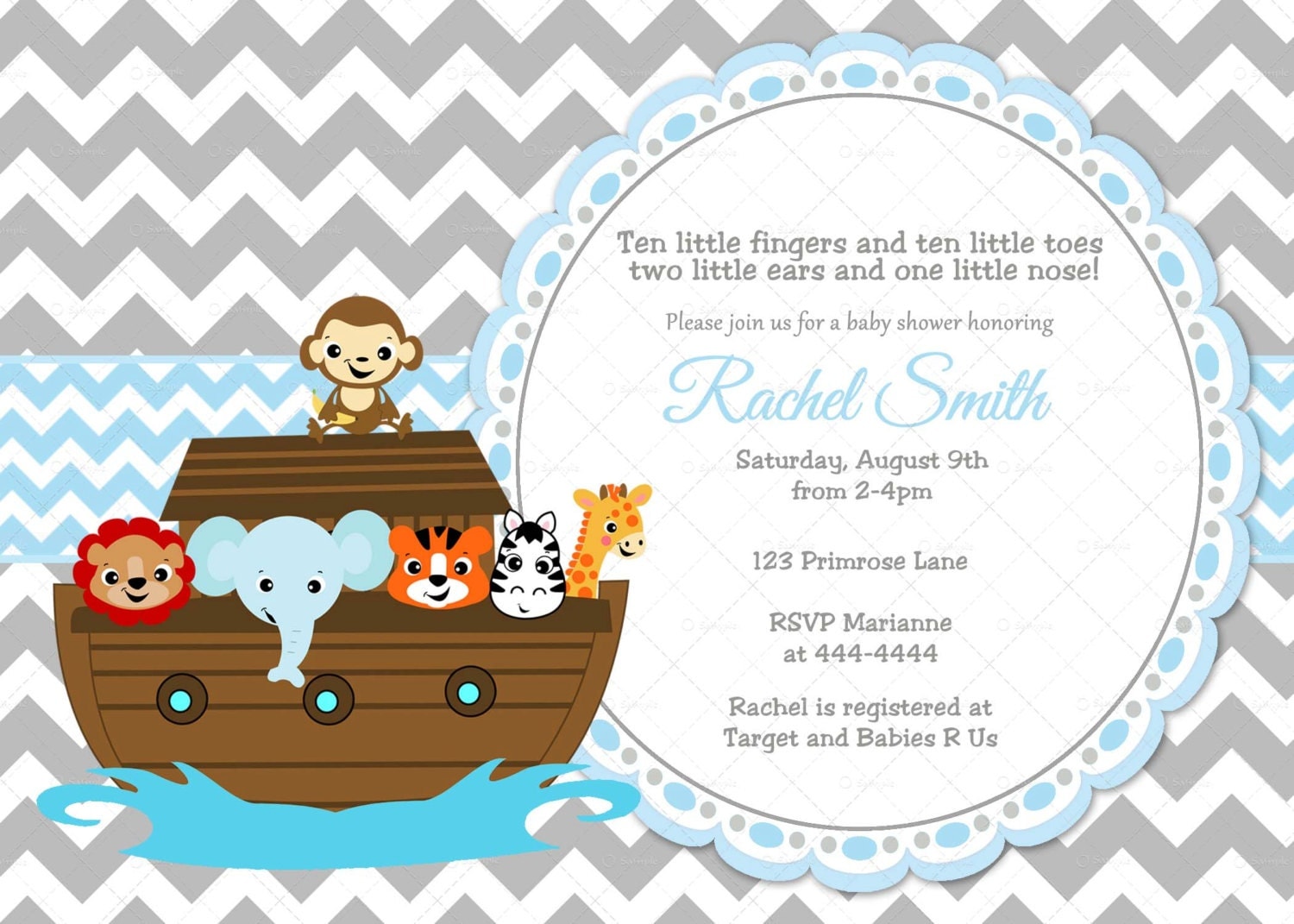 Noah's Ark Baby Shower Invitations 4