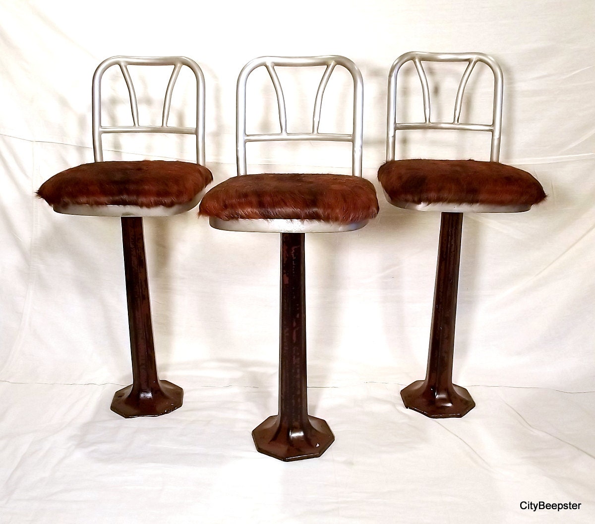 Diner Time Vintage Soda Fountain Stools Pedestal Cast Iron