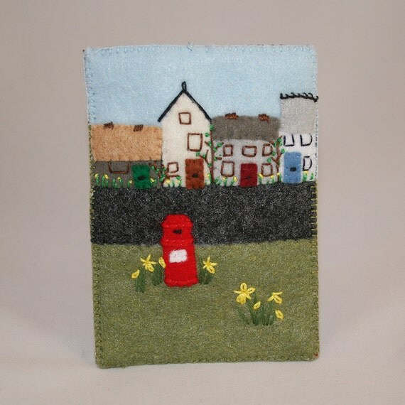 Recycled Cosy Gadget Phone Case  Village in by Lynwoodcrafts