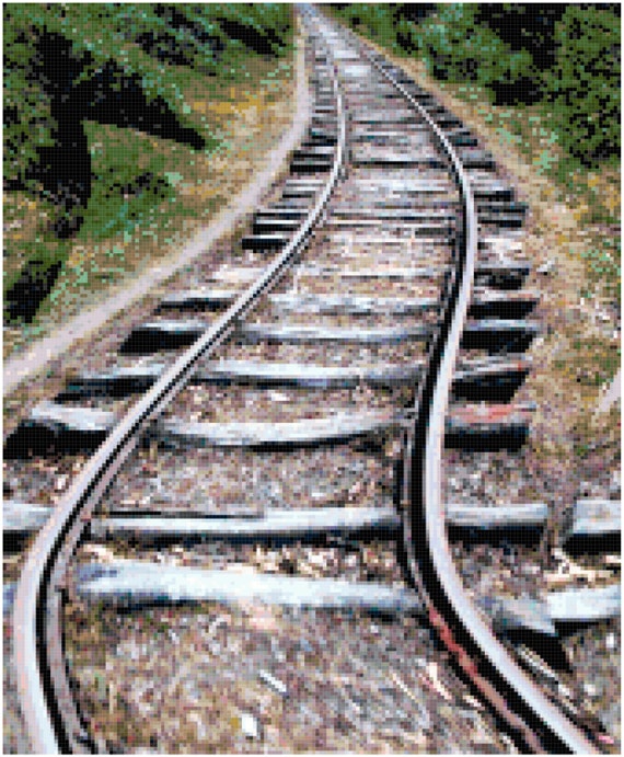 Railroad Tracks Landscape Counted Cross by StitchingAddiction
