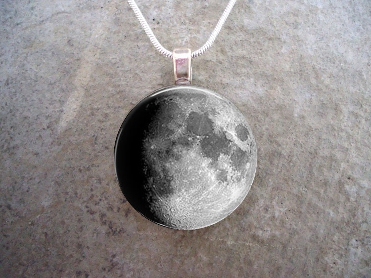 Waxing Gibbous Moon Jewelry Glass Pendant Astronomy