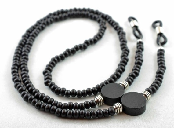 Black Wood Eyeglass Chain for Men Mens Glasses Chain Black