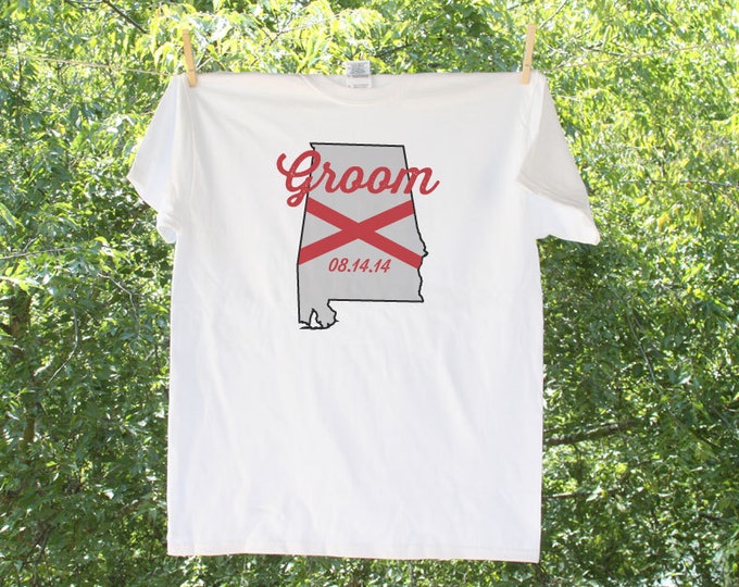 Alabama - Groom with wedding date (can personalize with wedding colors)