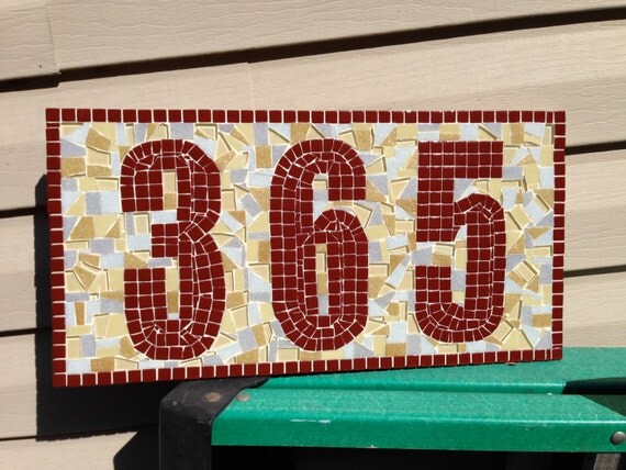 Custom Address Sign Mosaic House Number by GreenStreetMosaics