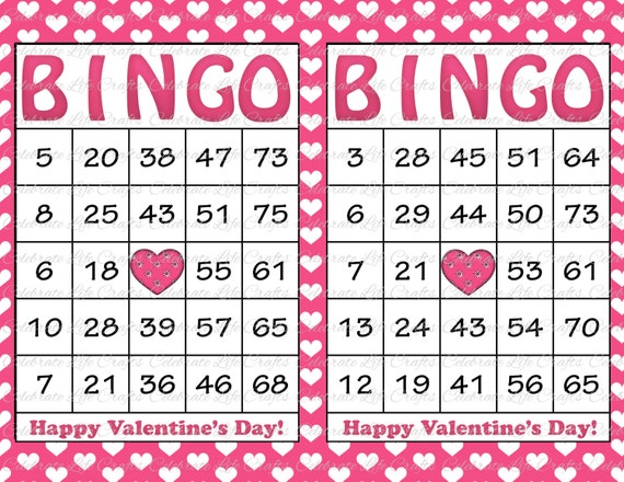 30 Valentines Bingo Cards Printable Valentine Bingo Cards