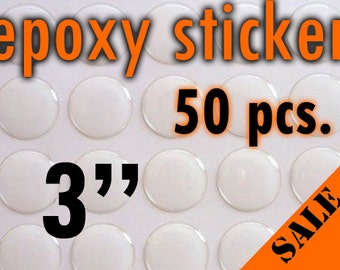 50pcs. 3"- (76.2mm) Round Epoxy Stickers