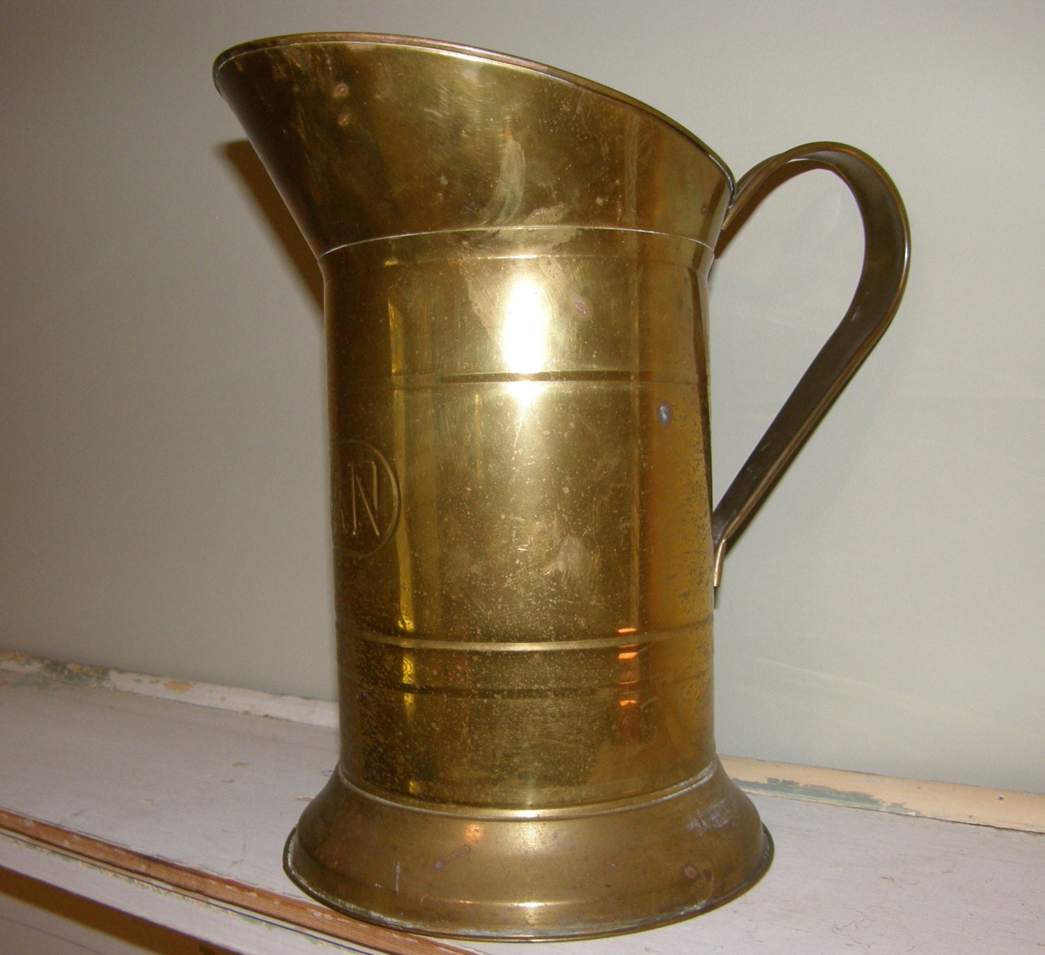 Vintage 5 Kan Brass Pitcher Large Vintage Brass Decor
