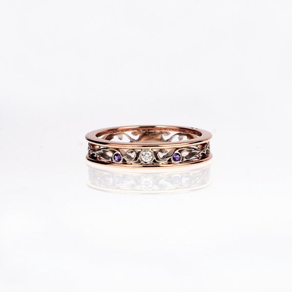 amethyst wedding ring set rose gold diamond ring men