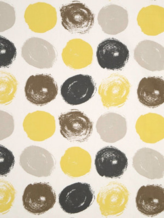 Modern Geometric Fabric Yellow Grey Upholstery by PopDecorFabrics