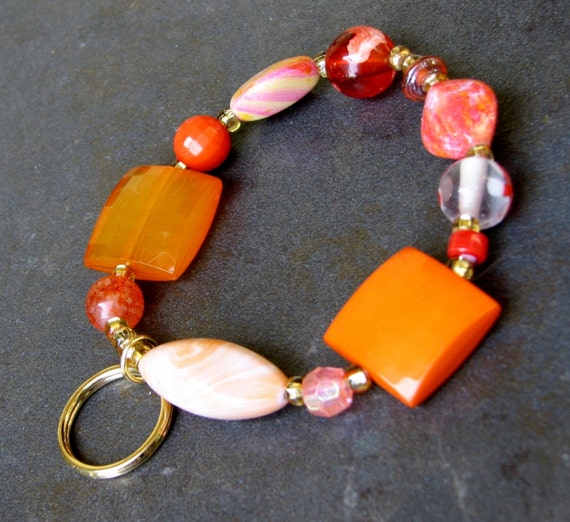 Bracelet Key Chain Elastic Keychain Bracelet Lanyard by nonie615