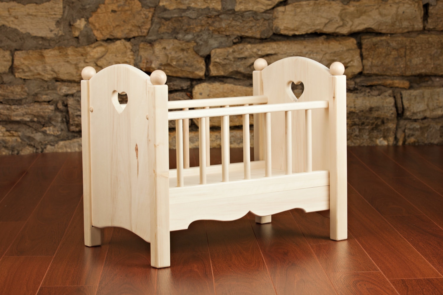 Handmade Wooden Doll Crib Toy