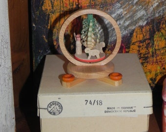 Miniature Wood Pyramid Handmade Collectible Christmas Display Figurine Christmas in July VINTAGE