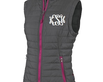 Monogrammed Vest, Monogrammed Puffy Vest, Quilted Vest, Monogrammed Outerwear