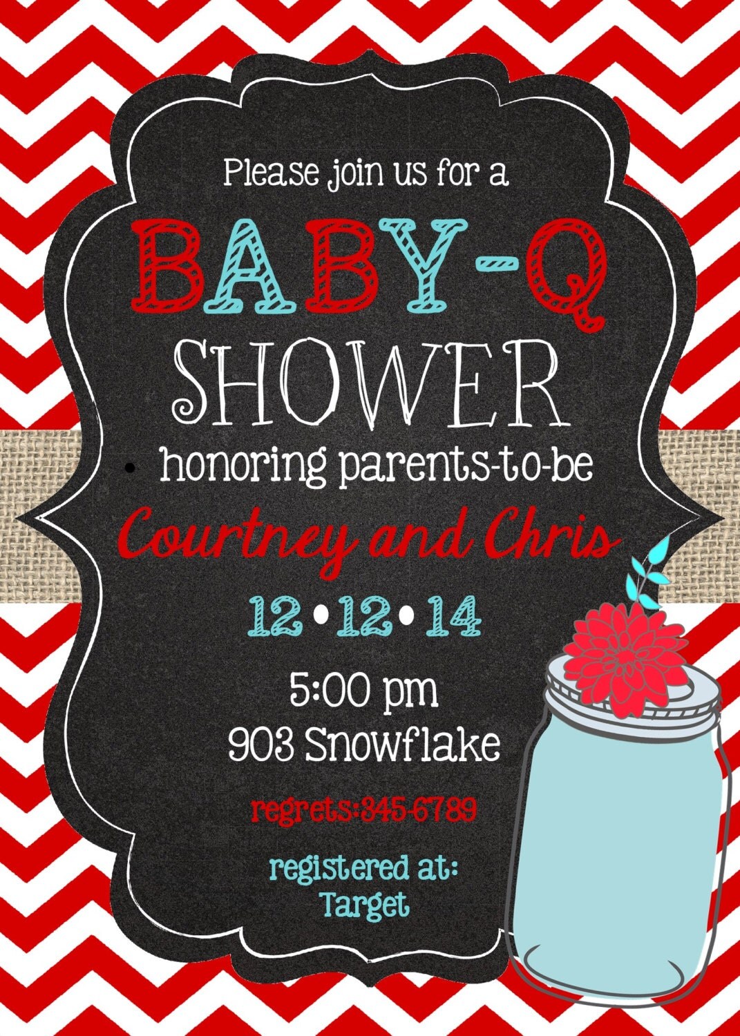 BaBy Q Shower Invitations Digital or printable file Baby