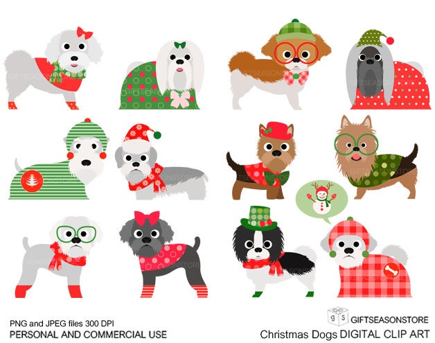 Christmas dog digital clip art part 4 for Personal and