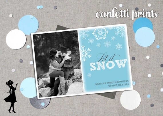 Holiday Christmas Photo Card - LET IT SNOW Printable Il_570xn