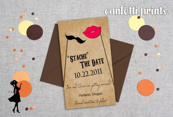 Save The Date Magnet / Postcard - STACHE THE DATE Printable Il_570xn